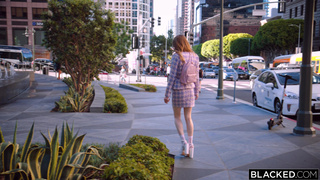 Негры прут белую малышку во все дырки длинными хуями