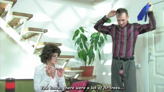 Взрослая дама и юной сосед в красивом частном порно